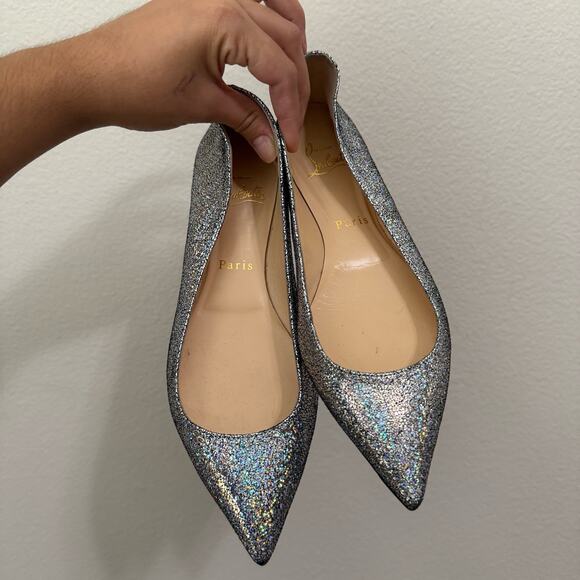 Christian Louboutin Ballalla Silver Mica Glitter Ballerina Ballet Flat 36 - Picture 15 of 15